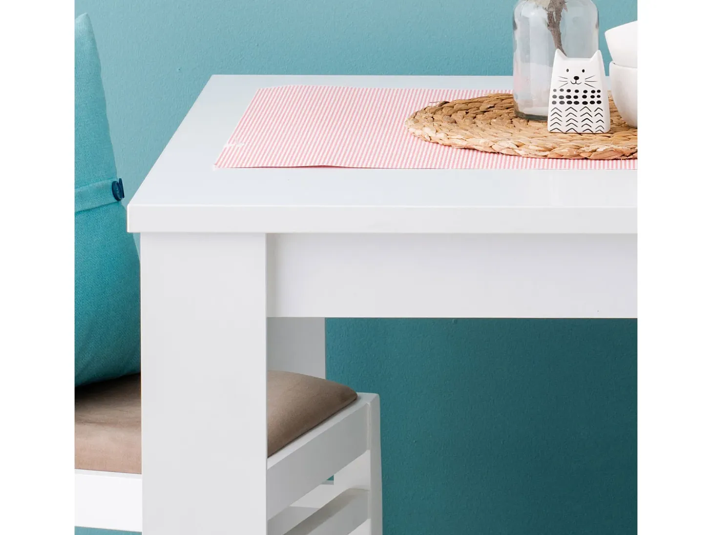 Mesa de comedor 80x80x75 cm blanca moderna