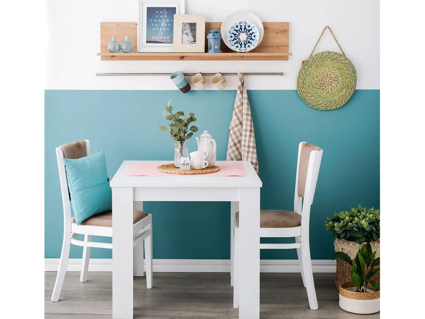Mesa de comedor 80x80x75 cm blanca moderna