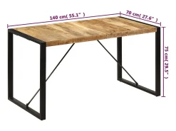 Mesa de comedor 140x70x75 cm madera maciza de mango