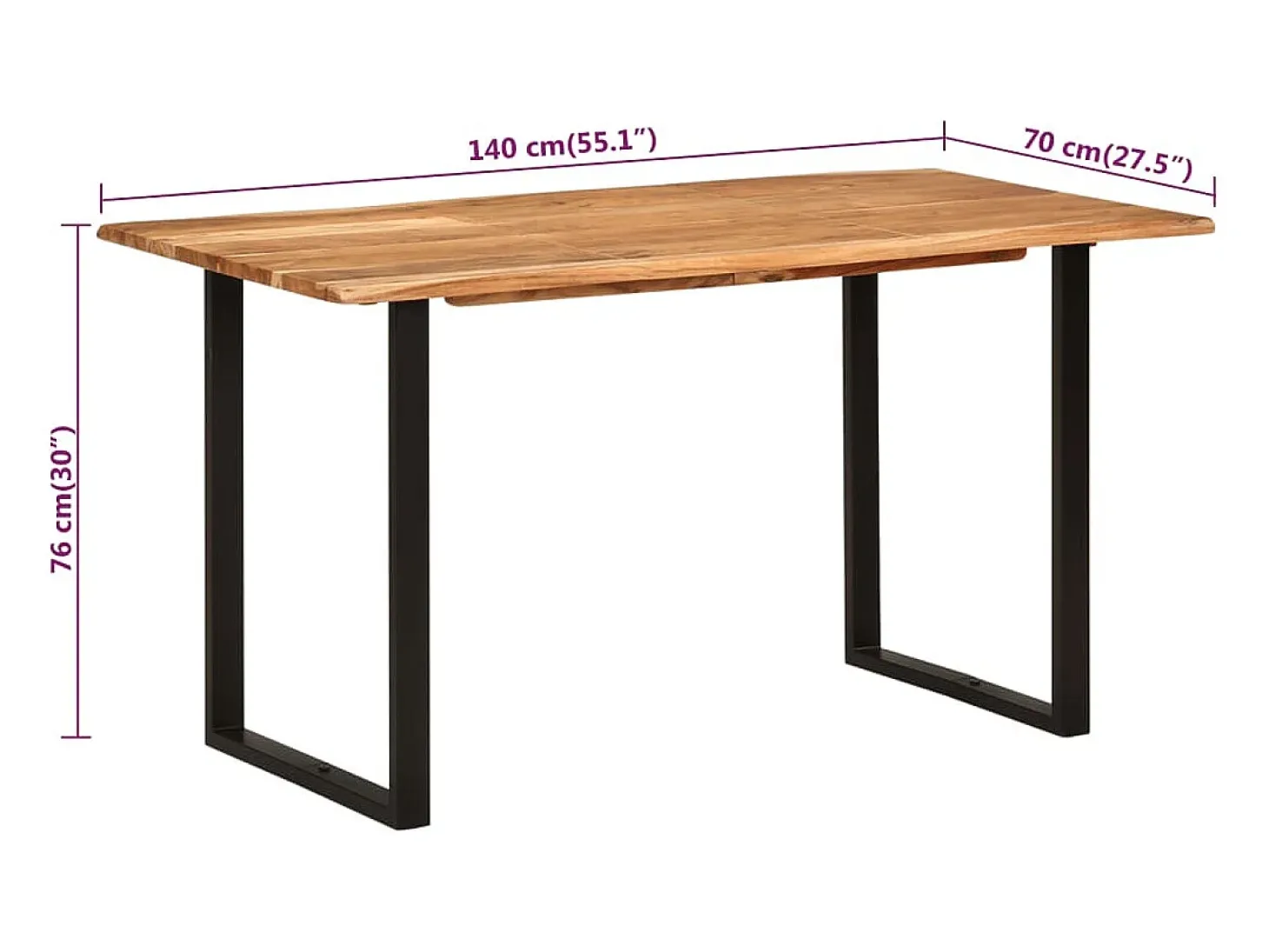Mesa de comedor 140x70x76 cm Madera maciza de acacia