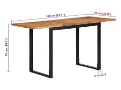 Mesa de comedor 140x70x75 cm madera maciza de acacia