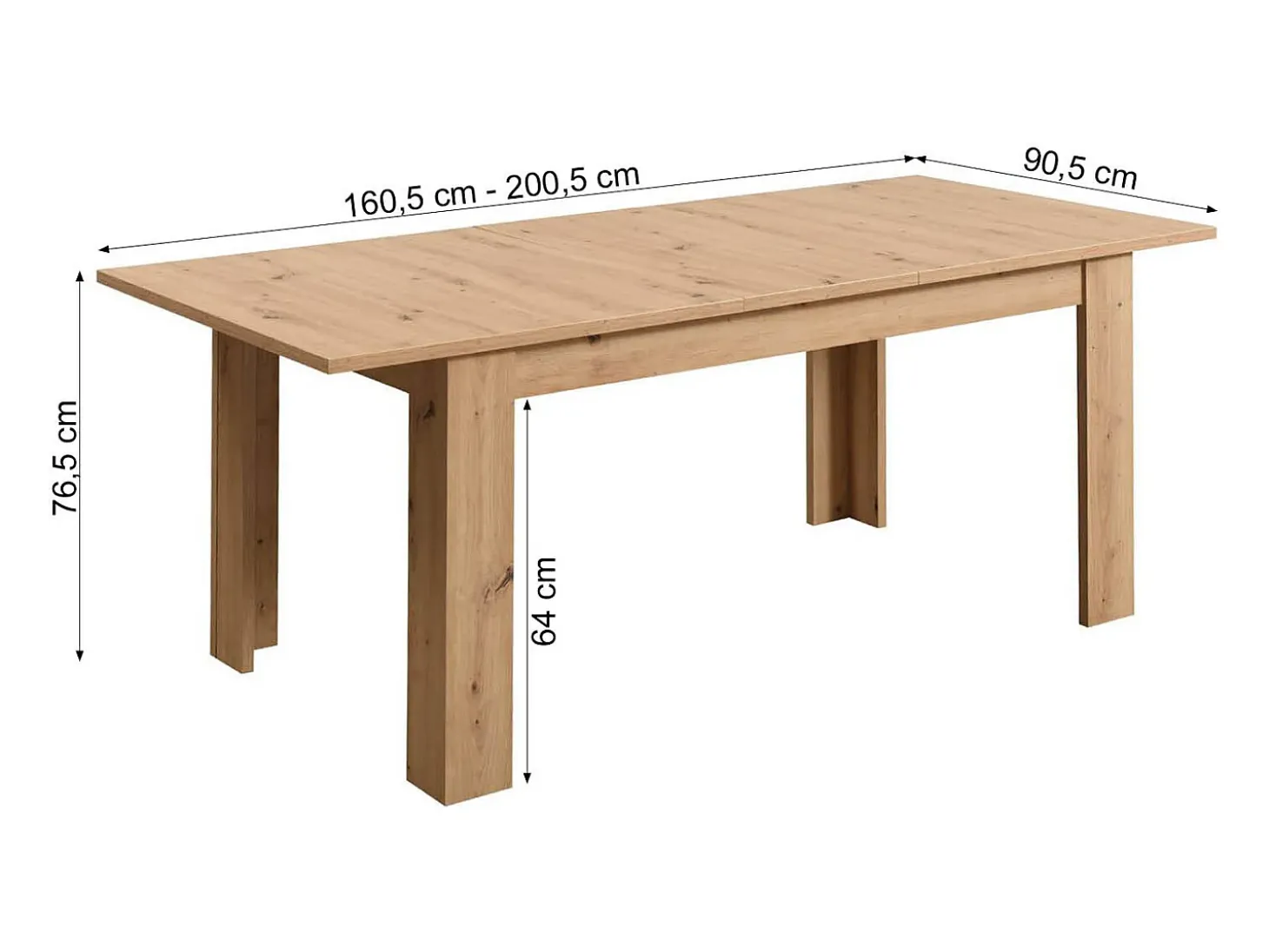 Mesa de comedor 160x90x76 cm roble natural