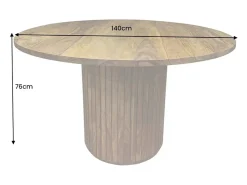 Mesa de comedor YONA redonda 140 cm – Mesa rústica de madera maciza de sheesham