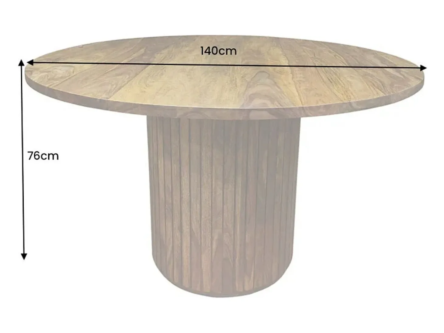 Mesa de comedor YONA redonda 140 cm – Mesa rústica de madera maciza de sheesham