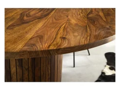 Mesa de comedor YONA redonda 140 cm – Mesa rústica de madera maciza de sheesham