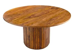 Mesa de comedor YONA redonda 140 cm – Mesa rústica de madera maciza de sheesham