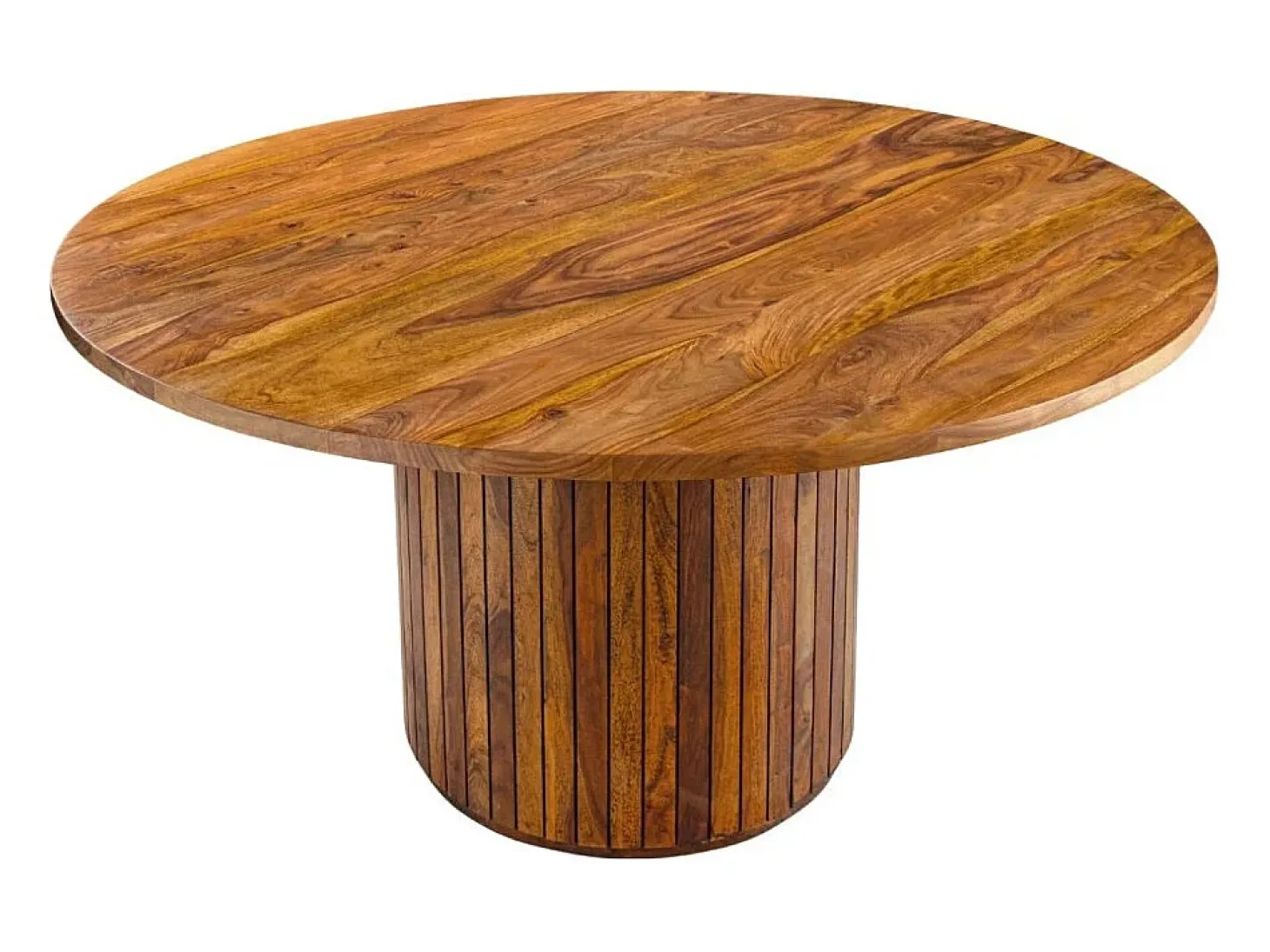 Mesa de comedor YONA redonda 140 cm – Mesa rústica de madera maciza de sheesham