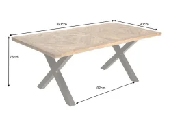 Mesa de comedor ZAREL 160 cm – Tablero de madera maciza de mango y metal negro
