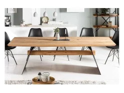 Mesa de comedor ZENTOR 200 cm – Tablero de roble salvaje y patas de metal negro – Estilo industrial de alta gama