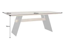 Mesa de comedor ZENTOR 200 cm – Tablero de roble salvaje y patas de metal negro – Estilo industrial de alta gama
