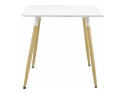 Mesa de comedor/cocina/oficina cuadrada de MDF 80 x 80 cm blanco mate y haya 03_0004123