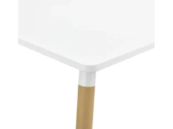 Mesa de comedor/cocina/oficina cuadrada de MDF 80 x 80 cm blanco mate y haya 03_0004123