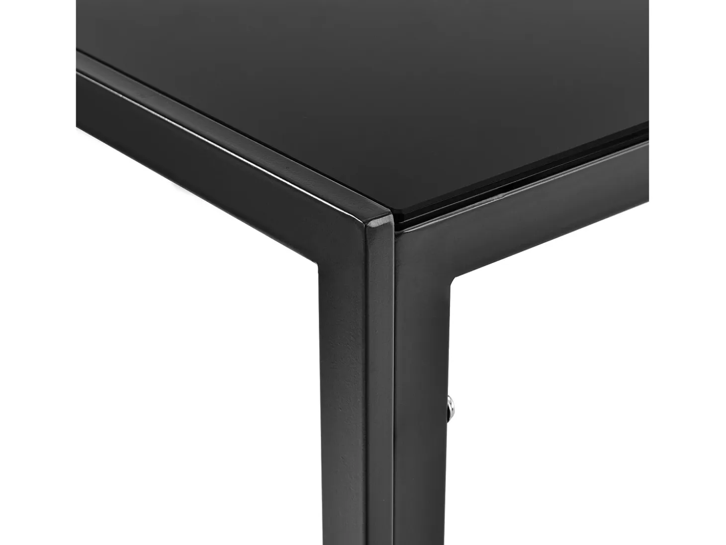 Mesa de comedor/cocina/salón con tapa de cristal y patas de acero 105 cm color negro 03_0006262/2