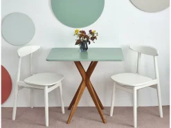 Mesa de comendor rectangular pequena Jubi 55x80cm Blanca Roble