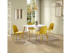 Mesa de comerdor Aroa 120x80 cm Blanco, Patas de Madera de Haya, 120 x 80 cm