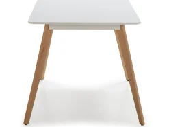 Mesa de comerdor Aroa 120x80 cm Blanco, Patas de Madera de Haya, 120 x 80 cm