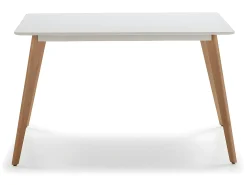 Mesa de comerdor Aroa 120x80 cm Blanco, Patas de Madera de Haya, 120 x 80 cm