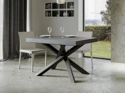 Mesa de diseño Artemis de 130 cm en gris con patas entrelazadas en antracita