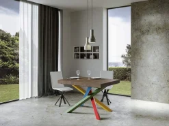 Mesa de diseño de madera marrón y patas entrelazadas multicolor 130 cm Artemis