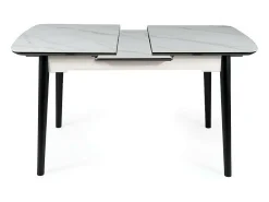Mesa de diseño extensible Stevie 120-160 cm aspecto mármol blanco