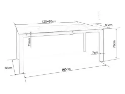 Mesa de diseño extensible Stevie 120-160 cm aspecto mármol blanco
