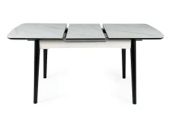 Mesa de diseño extensible Stevie 120-160 cm aspecto mármol blanco