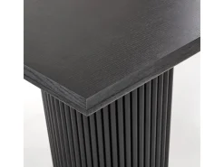 Mesa de diseño extensible negra con tablero chapado en roble 160-250 cm MISTY