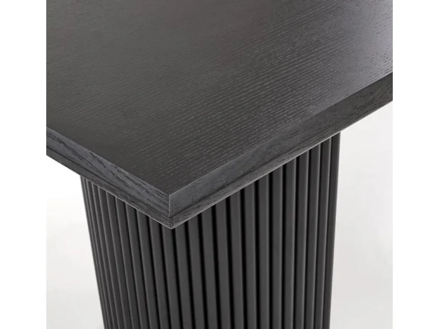 Mesa de diseño extensible negra con tablero chapado en roble 160-250 cm MISTY
