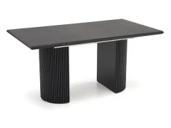 Mesa de diseño extensible negra con tablero chapado en roble 160-250 cm MISTY