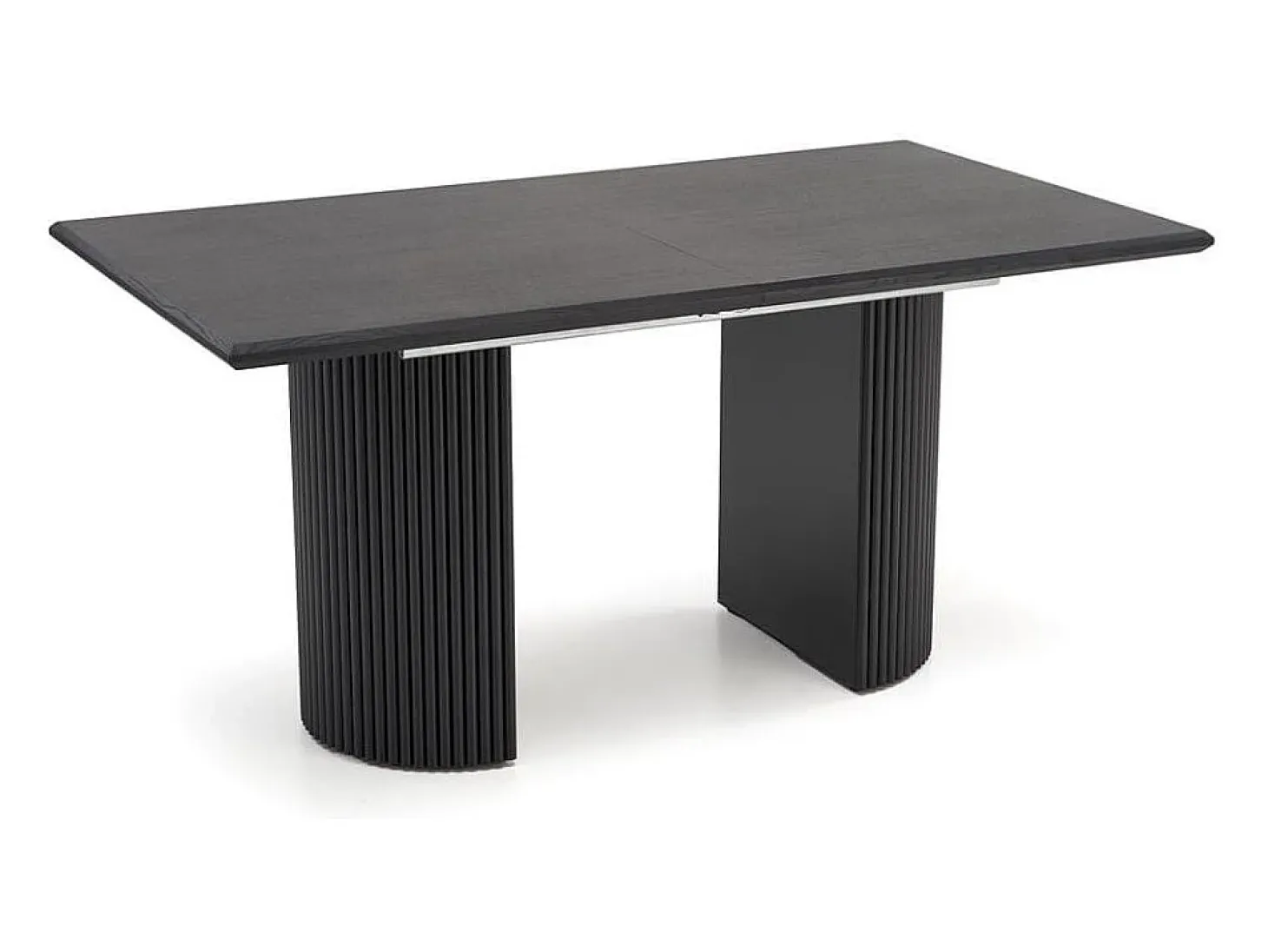Mesa de diseño extensible negra con tablero chapado en roble 160-250 cm MISTY
