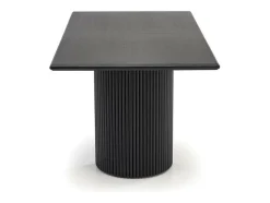Mesa de diseño extensible negra con tablero chapado en roble 160-250 cm MISTY