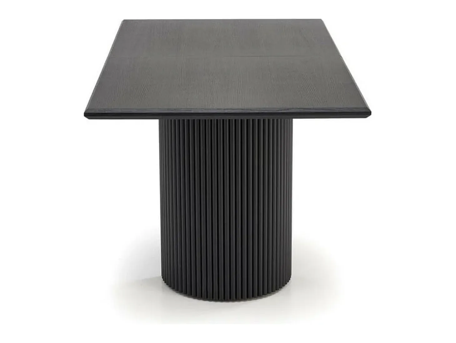 Mesa de diseño extensible negra con tablero chapado en roble 160-250 cm MISTY