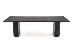 Mesa de diseño extensible negra con tablero chapado en roble 160-250 cm MISTY