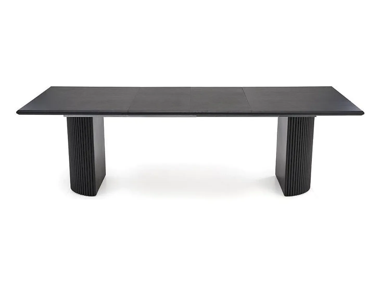 Mesa de diseño extensible negra con tablero chapado en roble 160-250 cm MISTY