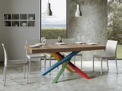 Mesa de diseño roble claro y patas entrelazadas multicolor 180 cm Artemis