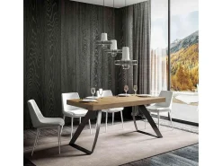 Mesa de diseño Volta 180 cm de roble claro con patas curvadas de metal antracita