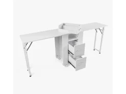 Mesa de esteticista y manicura compacta con doble mesa y ruedas Dabol