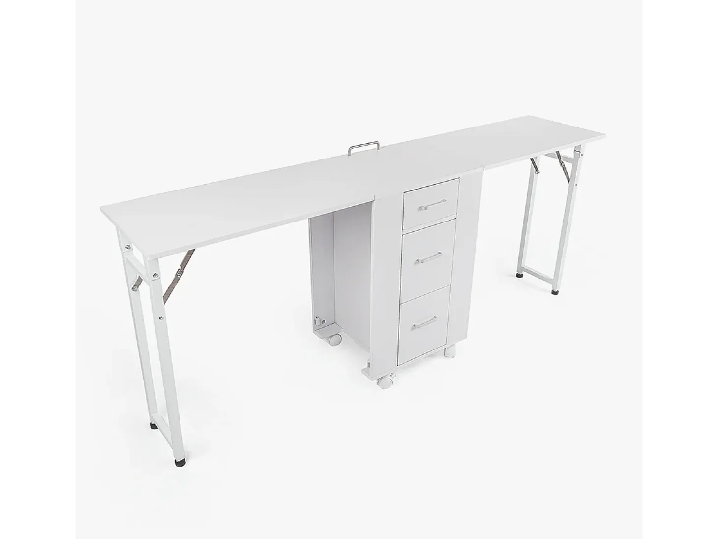 Mesa de esteticista y manicura compacta con doble mesa y ruedas Dabol