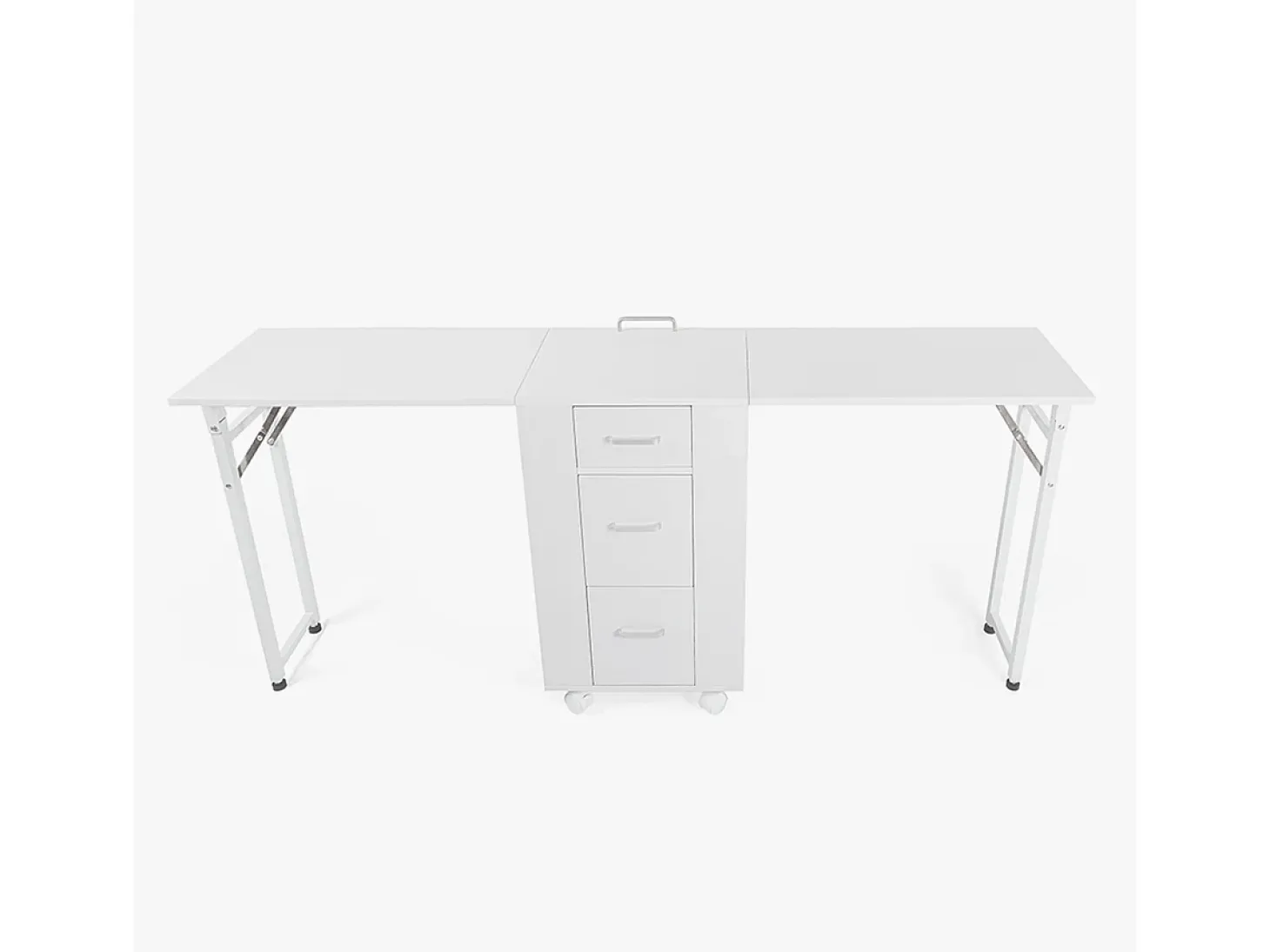Mesa de esteticista y manicura compacta con doble mesa y ruedas Dabol