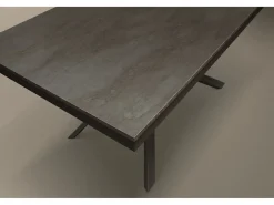 Mesa de madera, acabado acero oxidado, base negra, extensible 160x90 - VOLPAIA