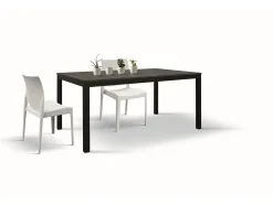 Mesa de madera, acabado acero y metal antracita, extensible 160x90 - TROPEA
