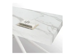 Mesa de madera, acabado blanco y patas blancas, extensible 160x90- 240x90 - CARRARA