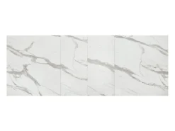 Mesa de madera, acabado blanco y patas blancas, extensible 160x90- 240x90 - CARRARA