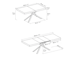 Mesa de madera, acabado blanco, base blanca, extensible 140x90-220x90 - FORTE DEI MARMI