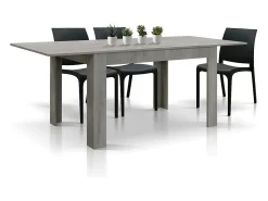 Mesa de madera acabado gris cemento, extensible 140×90-220×90 cm - LIPARI