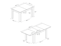 Mesa de madera acabado gris cemento, extensible 140×90-220×90 cm - LIPARI