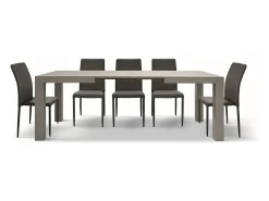 Mesa de madera, acabado gris cemento, extensible 140x90 cm - MARZAMEMI