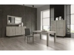 Mesa de madera, acabado gris cemento, extensible 140x90 cm - MARZAMEMI