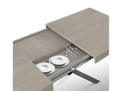 Mesa de madera, acabado olmo perla, base antracita, extensible 160x90 - FORTE DEI MARMI