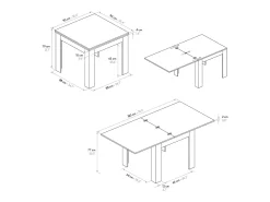 Mesa de madera acabado roble, base extensible blanca 90×90-180×90cm - LIPARI